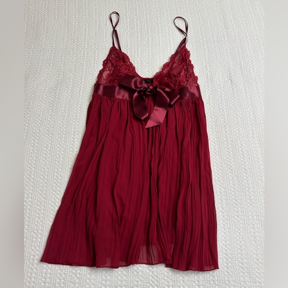 Vintage Victoria’s Secret Pleated Crinkle Sheer Chiffon Lace Slip Size M Retro - Picture 3 of 8